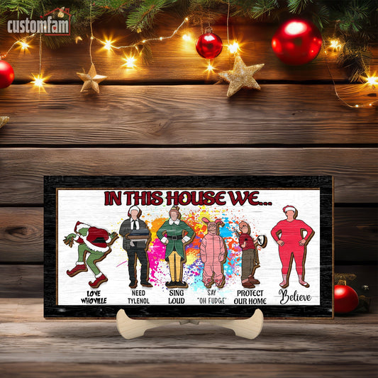 In This House We Christmas Friends 2 Layered Frame Wood Frame