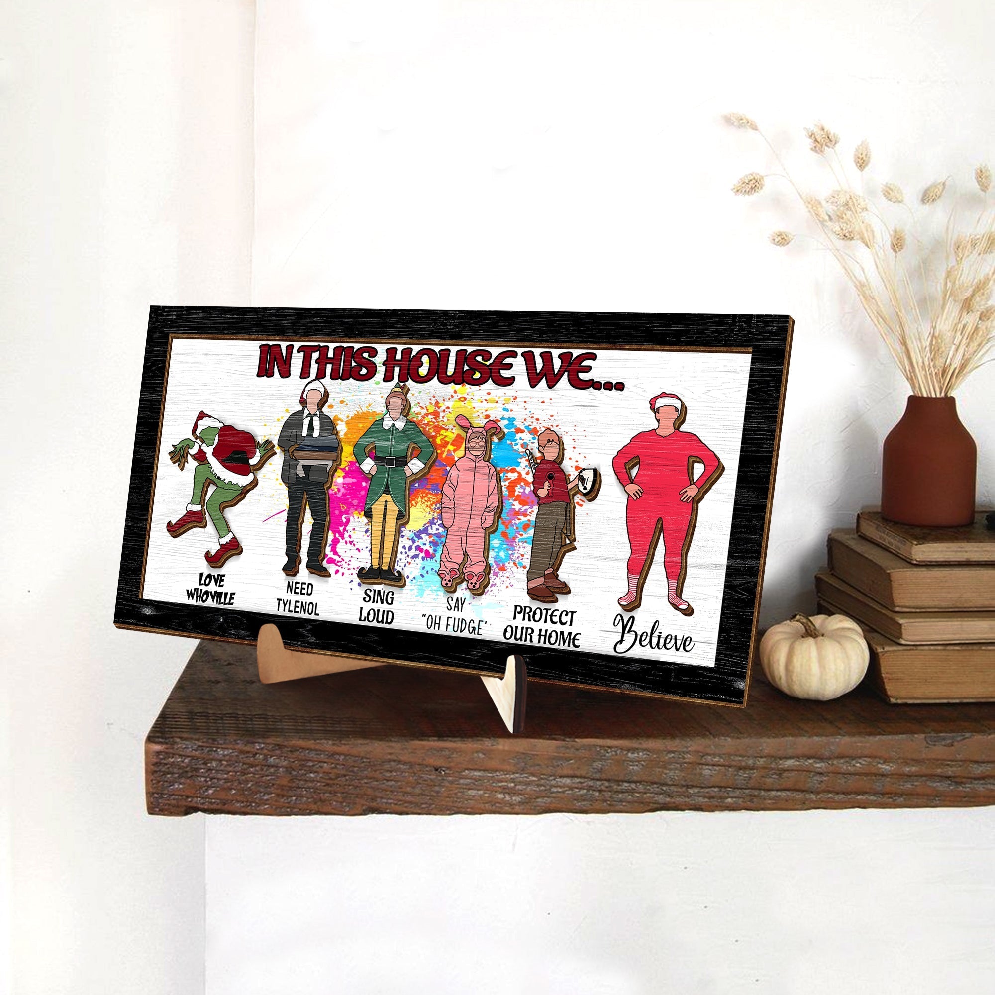 In This House We Christmas Friends 2 Layered Frame Wood Frame