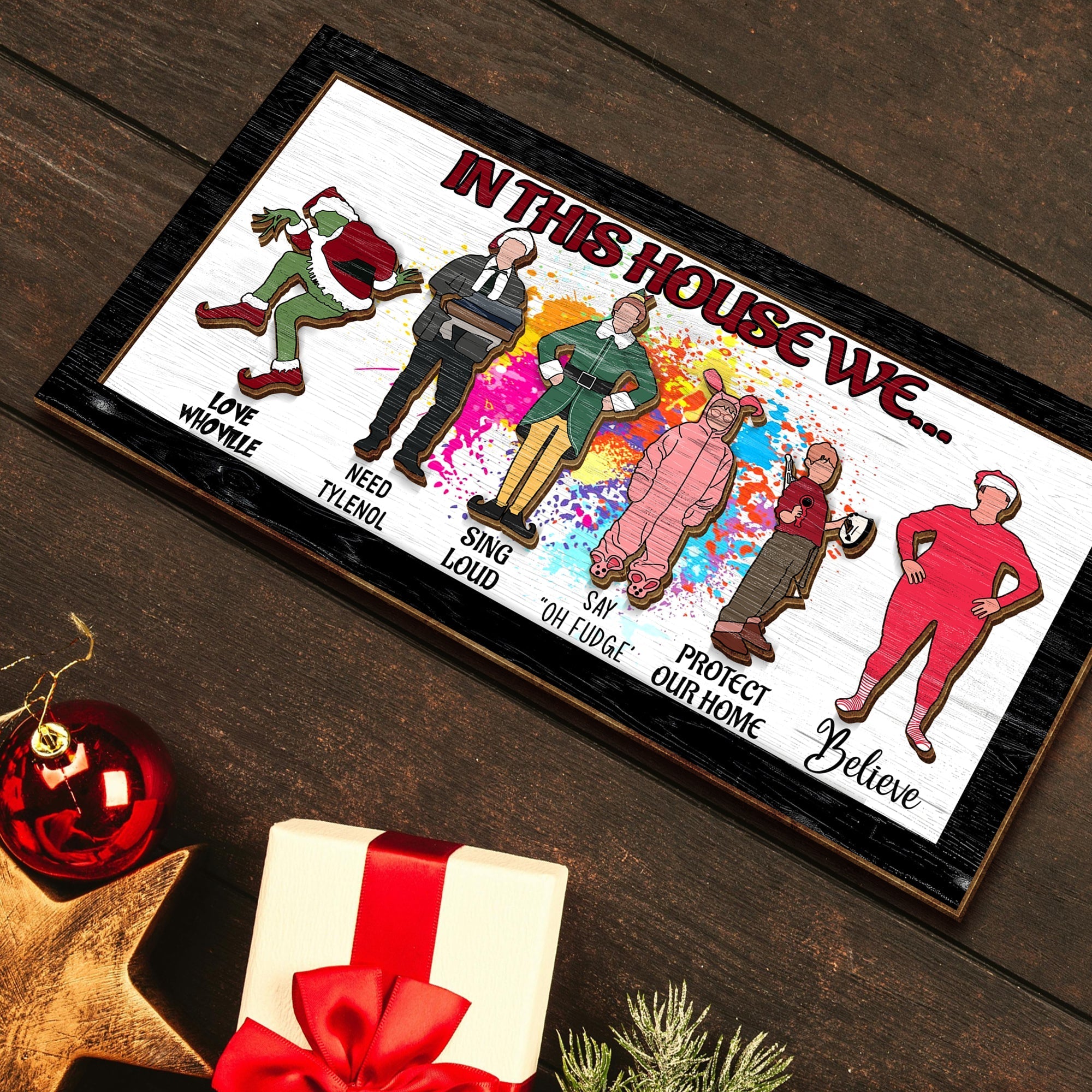 In This House We Christmas Friends 2 Layered Frame Wood Frame