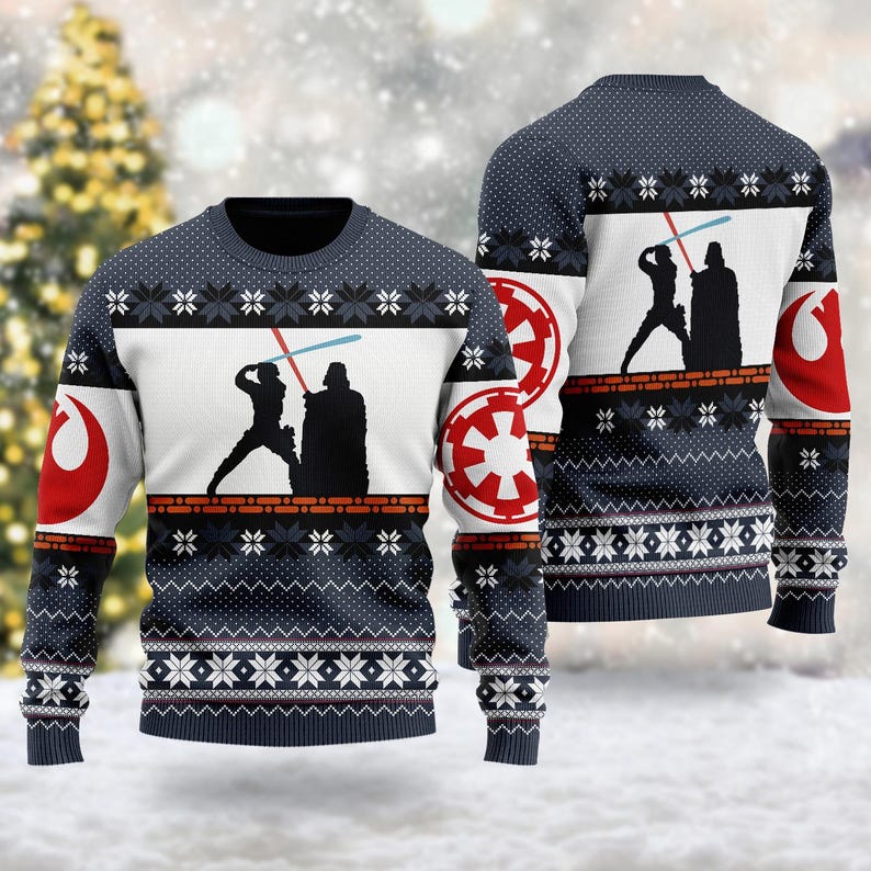 Luke and Vader Fight Star Wars Christmas Ugly Sweater