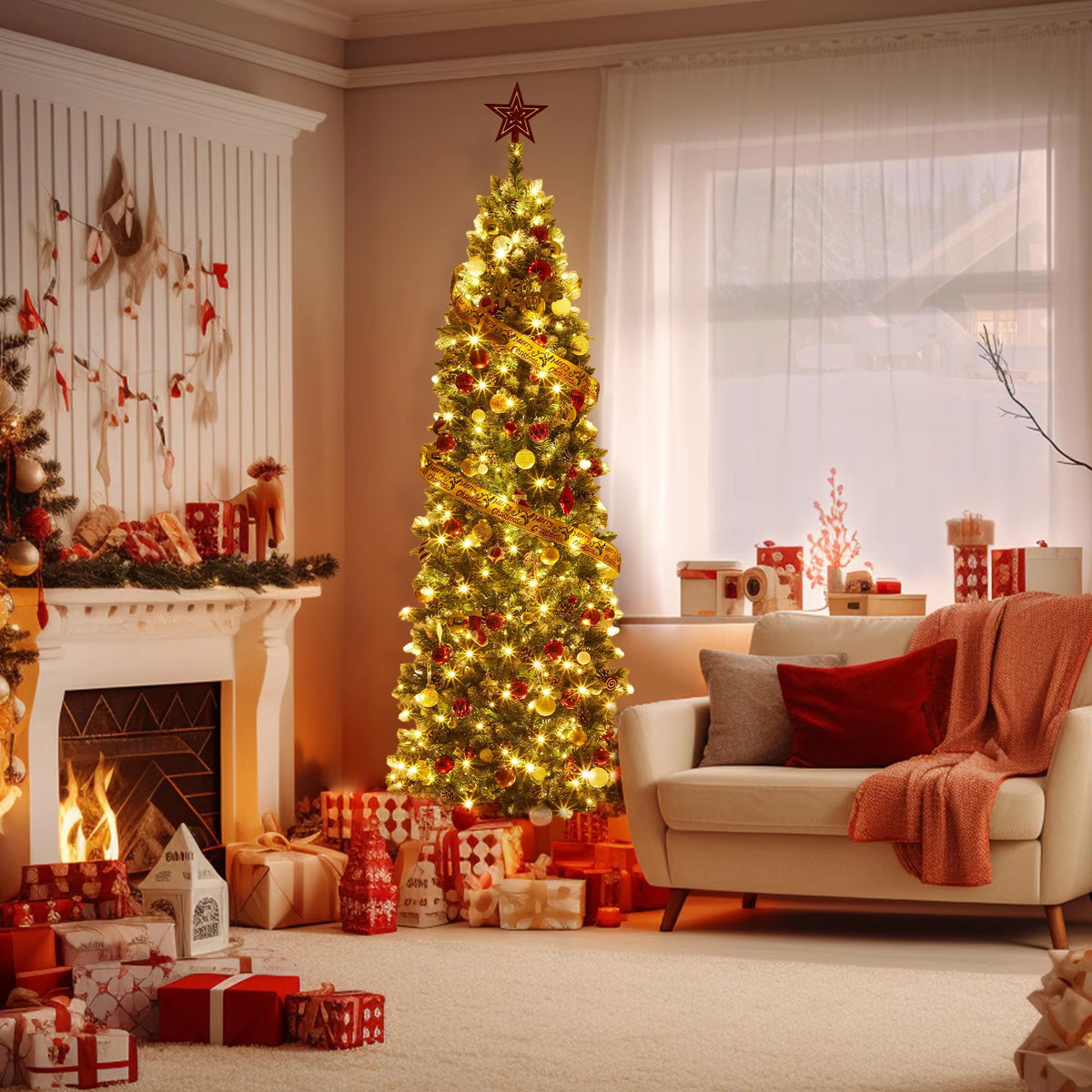 Serencase™ Slim Artificial Flocked Christmas Tree