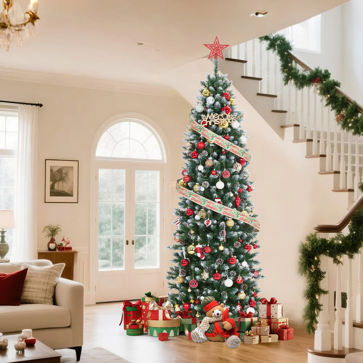 Serencase™ Slim Artificial Flocked Christmas Tree