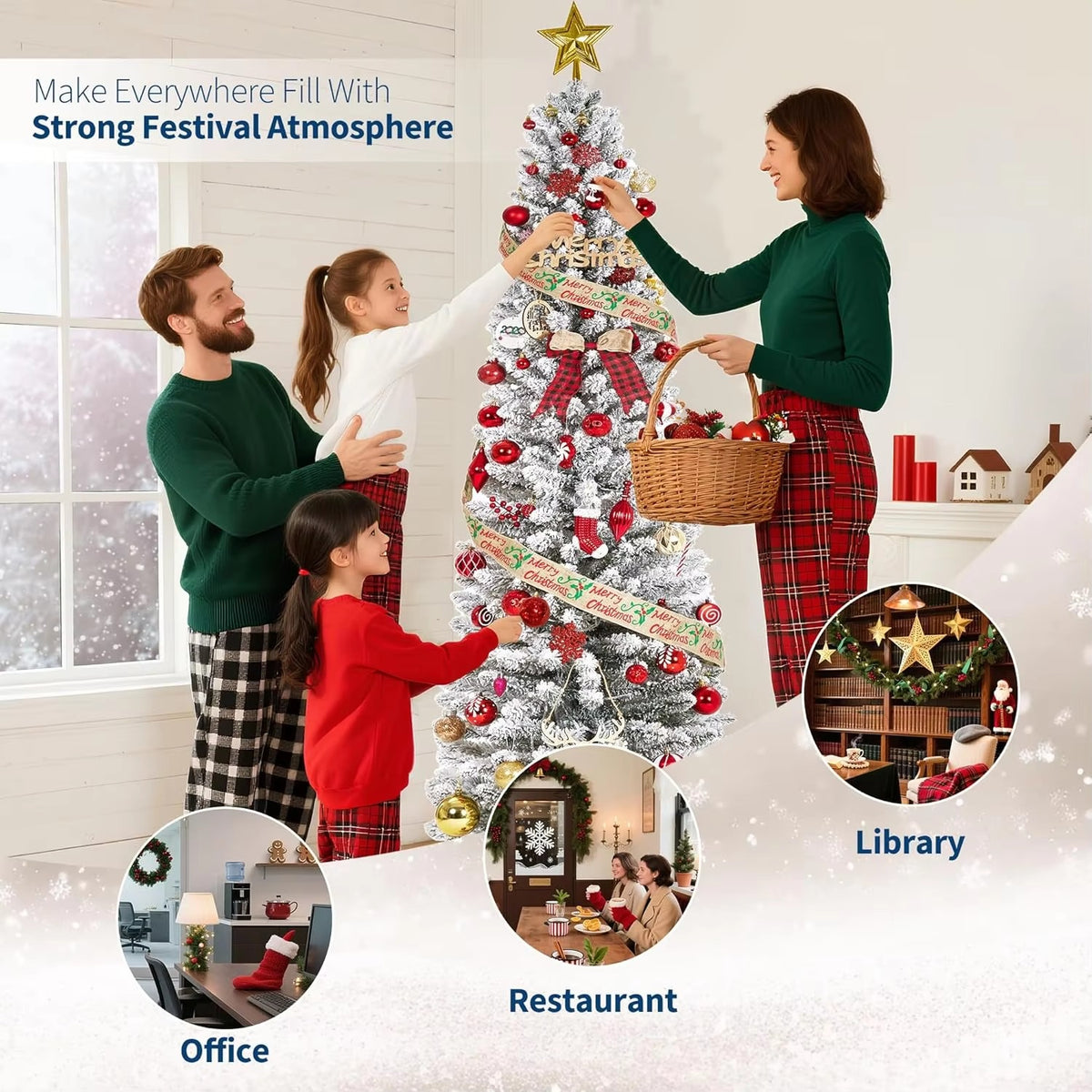 Serencase™ Slim Flocked Pencil Christmas Tree