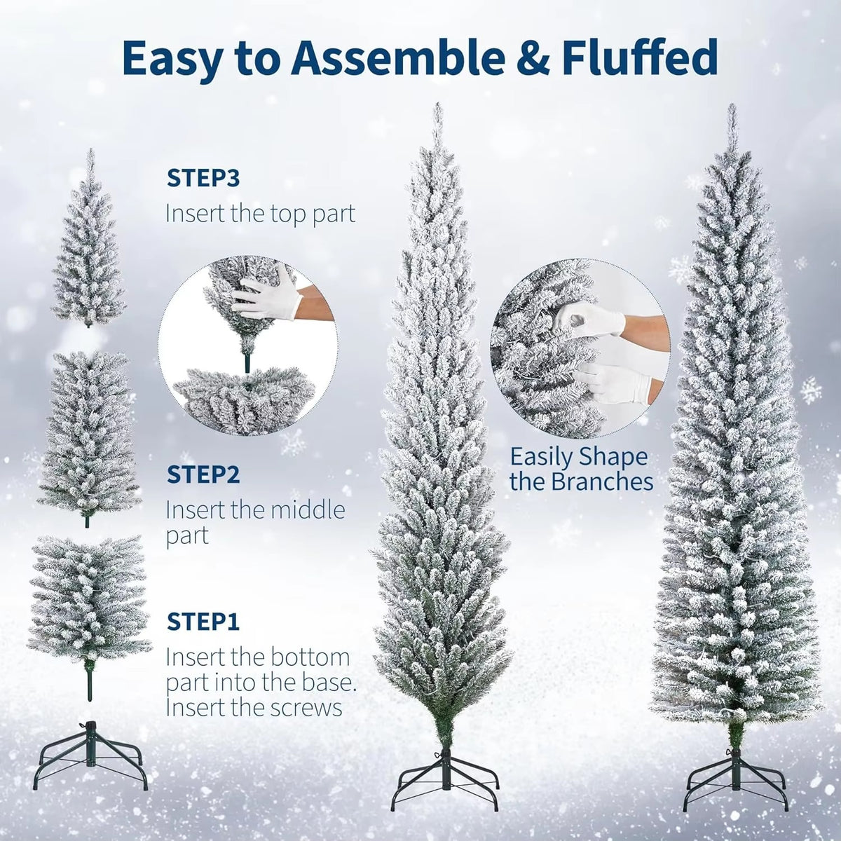 Serencase™ Slim Flocked Pencil Christmas Tree