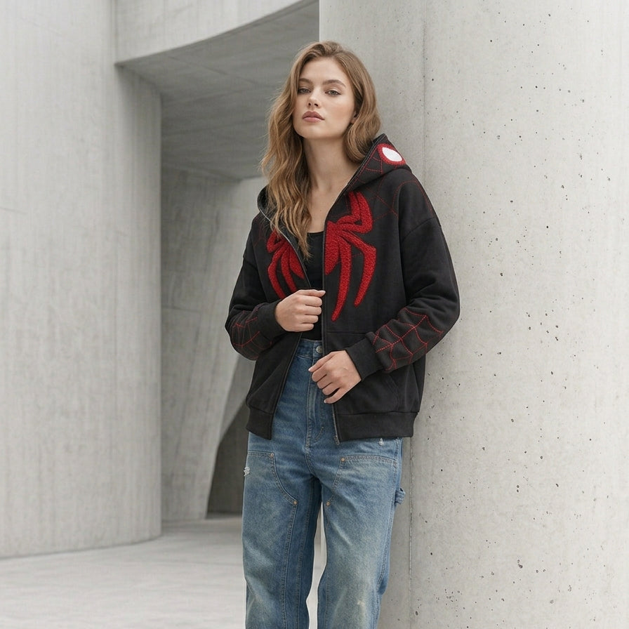 SPIDERMAN EMBROIDERED HOODIE
