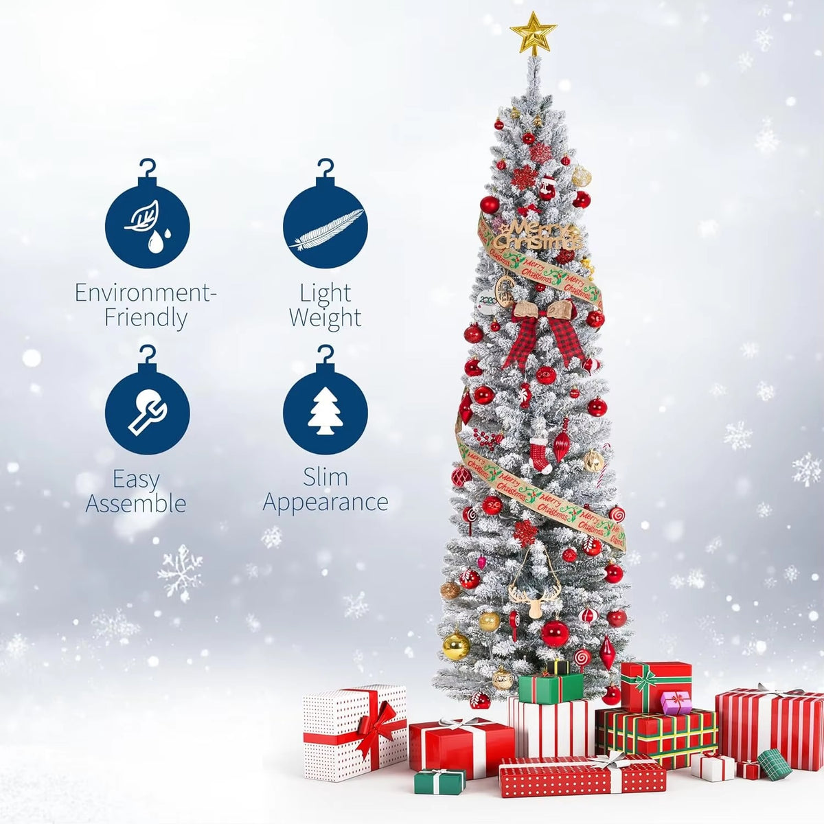 Serencase™ Slim Flocked Pencil Christmas Tree