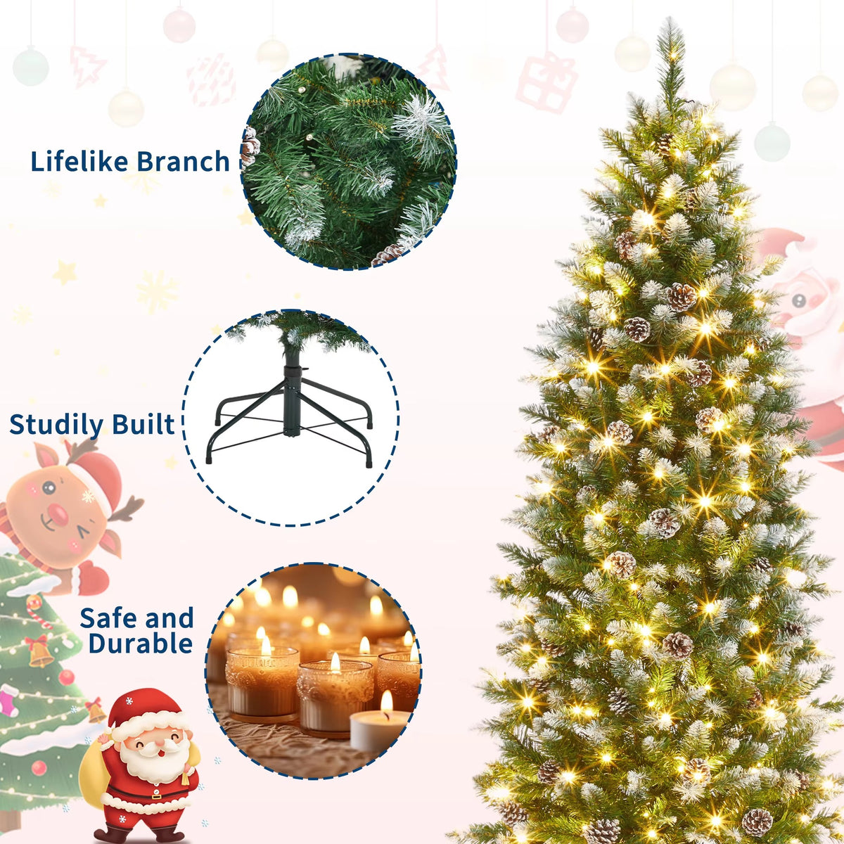 Serencase™ Slim Artificial Flocked Christmas Tree