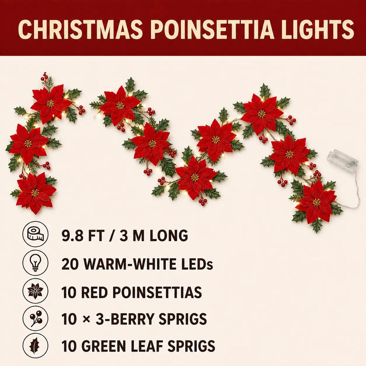Serencase™ Christmas Poinsettia Lights