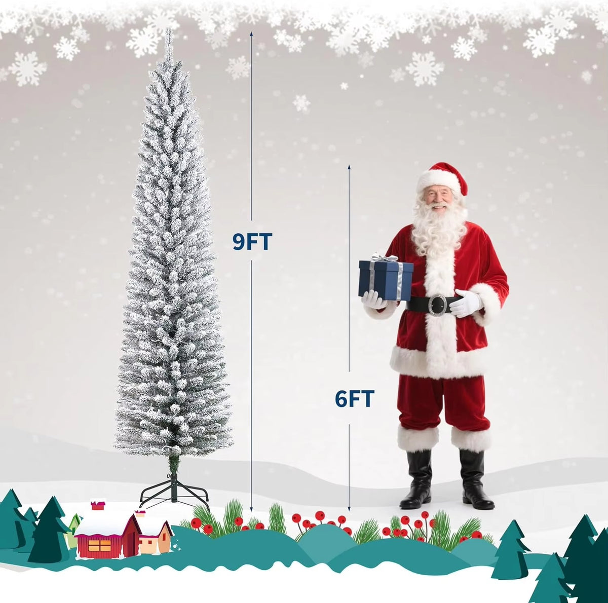 Serencase™ Slim Flocked Pencil Christmas Tree