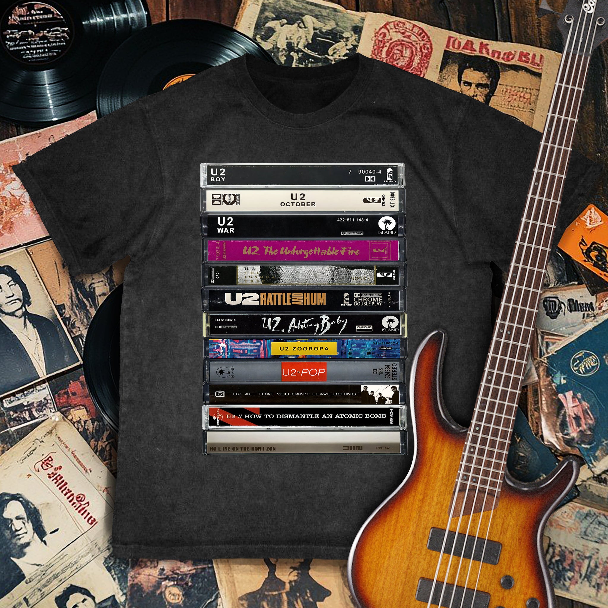 U2 Albums Cassette Retro Collection Premium Unisex T-Shirt