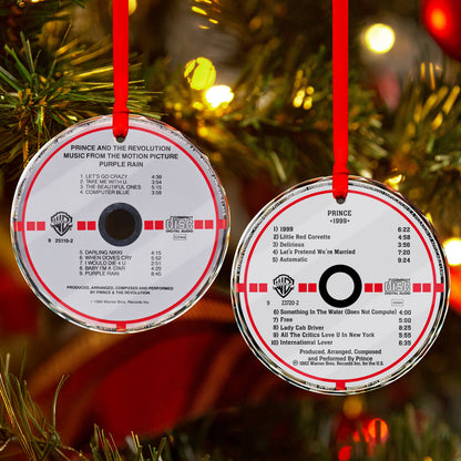Prince Albums CD Glass Ornaments Set