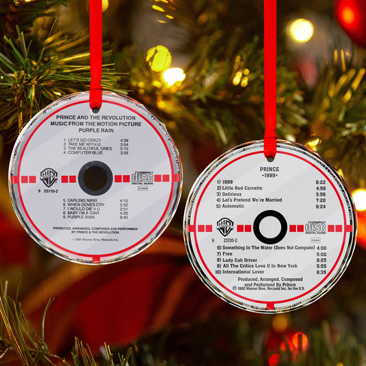 Prince Albums CD Glass Ornaments Set