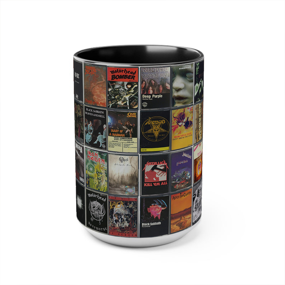 Metal Rock Albums Poster Collection Accent Edge-to-Edge Printed Mug